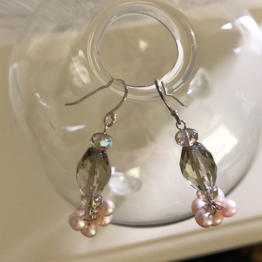 Garnet Hill Gemstone & Fresh Water Pearl Earrings - Picture 3 of 5